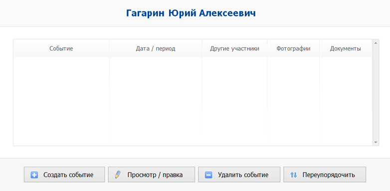 Раздел <События жизни> в карточке персоны
